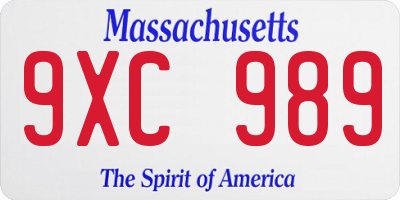 MA license plate 9XC989