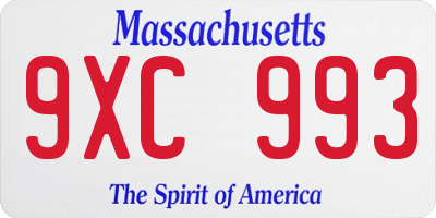 MA license plate 9XC993