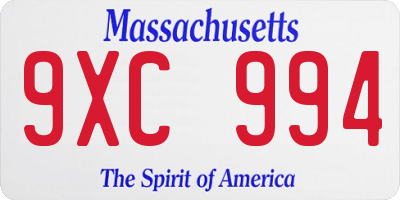 MA license plate 9XC994