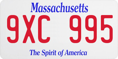 MA license plate 9XC995