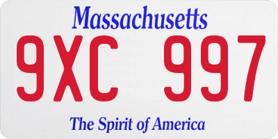 MA license plate 9XC997