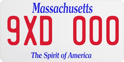 MA license plate 9XD000