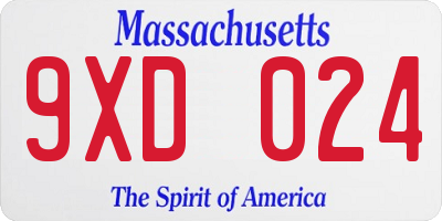 MA license plate 9XD024