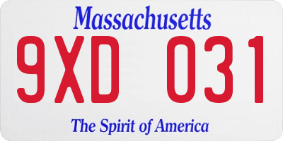 MA license plate 9XD031