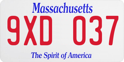 MA license plate 9XD037