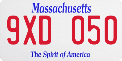 MA license plate 9XD050