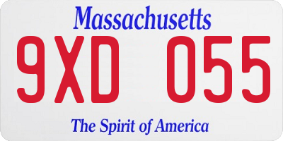 MA license plate 9XD055