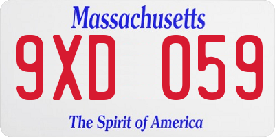 MA license plate 9XD059