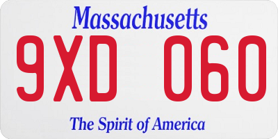 MA license plate 9XD060