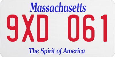 MA license plate 9XD061