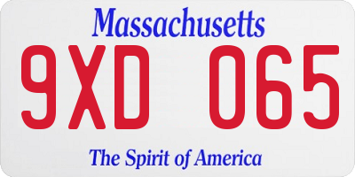MA license plate 9XD065