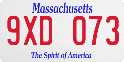 MA license plate 9XD073