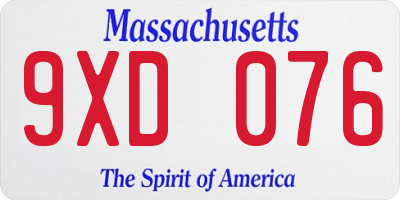 MA license plate 9XD076
