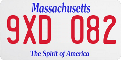 MA license plate 9XD082