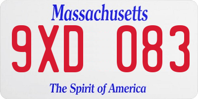 MA license plate 9XD083