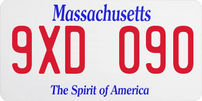 MA license plate 9XD090