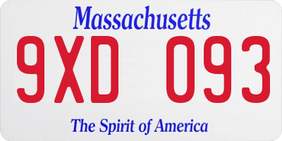 MA license plate 9XD093