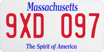 MA license plate 9XD097