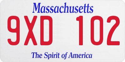 MA license plate 9XD102