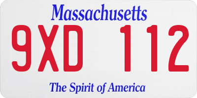 MA license plate 9XD112