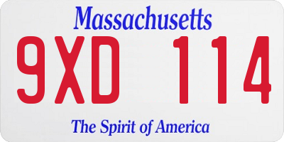 MA license plate 9XD114