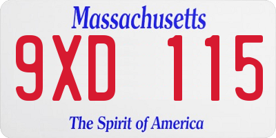 MA license plate 9XD115