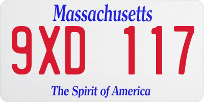 MA license plate 9XD117