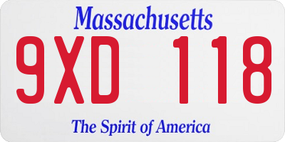 MA license plate 9XD118