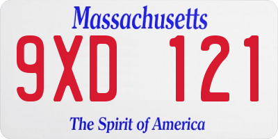MA license plate 9XD121