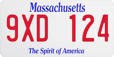 MA license plate 9XD124