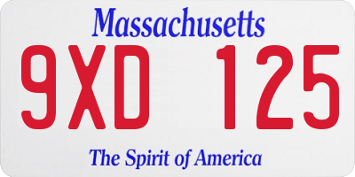 MA license plate 9XD125