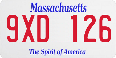 MA license plate 9XD126