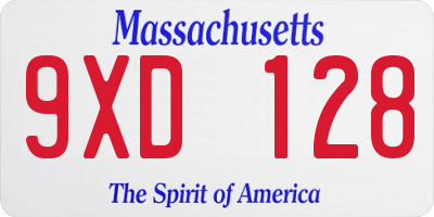 MA license plate 9XD128
