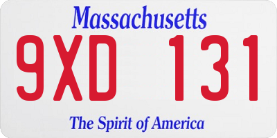 MA license plate 9XD131