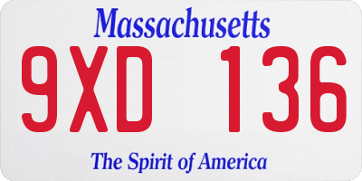 MA license plate 9XD136