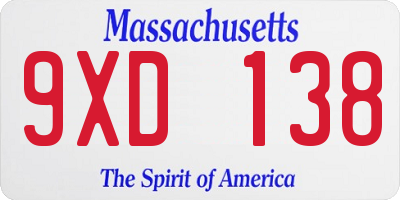 MA license plate 9XD138