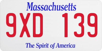 MA license plate 9XD139