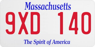 MA license plate 9XD140