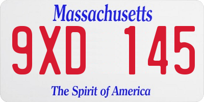 MA license plate 9XD145