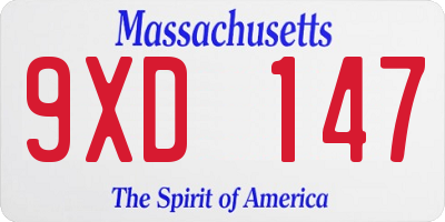 MA license plate 9XD147