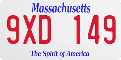 MA license plate 9XD149