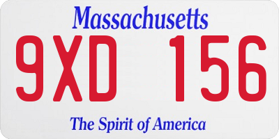 MA license plate 9XD156