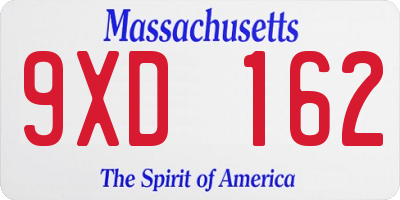 MA license plate 9XD162