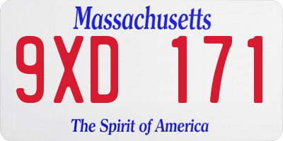MA license plate 9XD171