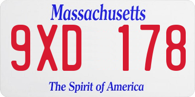 MA license plate 9XD178