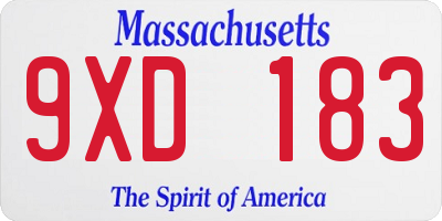 MA license plate 9XD183