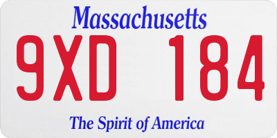 MA license plate 9XD184