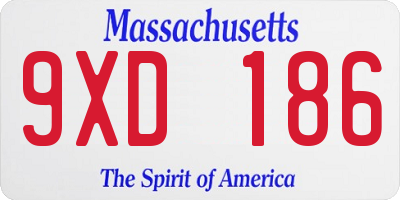 MA license plate 9XD186