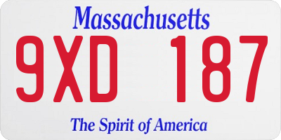 MA license plate 9XD187