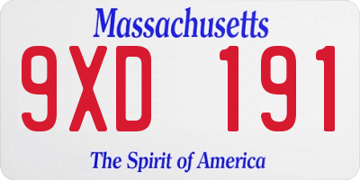 MA license plate 9XD191